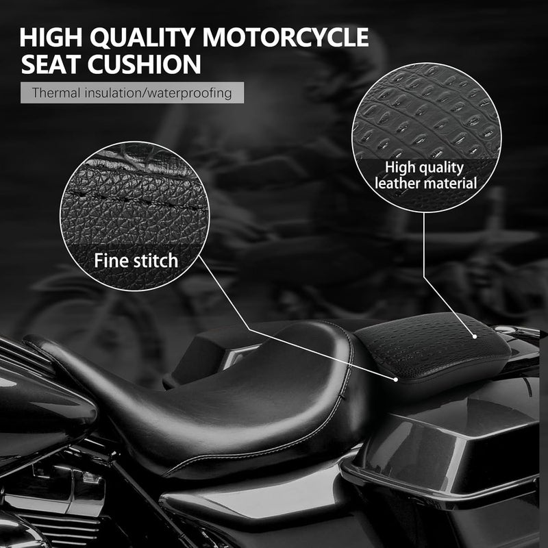 DREAMIZER Black Crocodile Leather Pillion Passenger Pad Rectangular Motorcycle Solo Seat Universal Rear Cusion 8 Suction Cups Pillon Cushion Compatible with Harley Custom Chopper Cruiser - Image 2